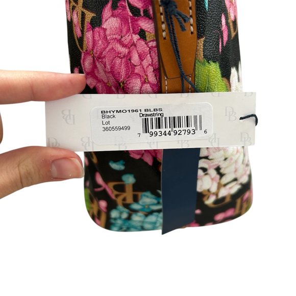 Dooney & Bourke Hydrangea Monogram Collection Drawstring Bag Black - Picture 6 of 16